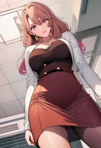 オフィスにいる私服姿の斉藤ミヤコ