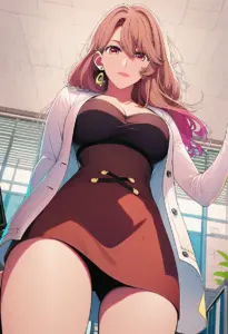 オフィスにいる私服姿の斉藤ミヤコ