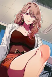 オフィスにいる私服姿の斉藤ミヤコ