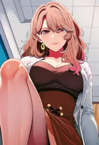 オフィスにいる私服姿の斉藤ミヤコ