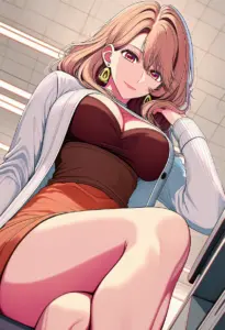 オフィスにいる私服姿の斉藤ミヤコ
