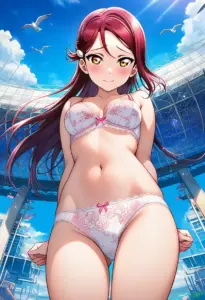 海辺で下着を露出させられる桜内梨子