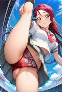 海辺にいる夏服姿の桜内梨子のパンチラ