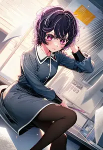 室内にいる私服姿の鮫島アビ子