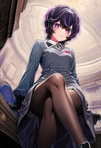室内にいる私服姿の鮫島アビ子