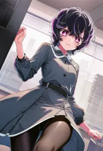 室内にいる私服姿の鮫島アビ子