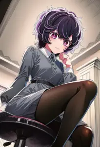 室内にいる私服姿の鮫島アビ子