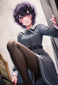 室内にいる私服姿の鮫島アビ子