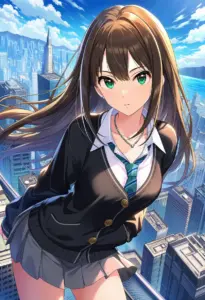 屋上にいる制服姿の渋谷凛