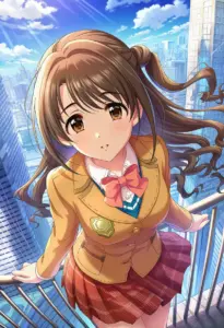 屋上にいる制服姿の島村卯月