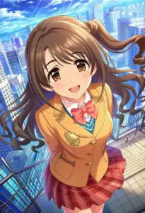 屋上にいる制服姿の島村卯月