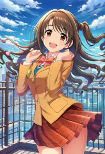 屋上にいる制服姿の島村卯月