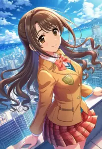 屋上にいる制服姿の島村卯月