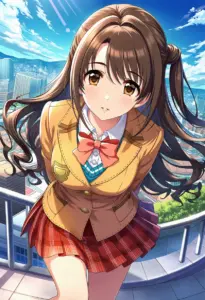 屋上にいる制服姿の島村卯月