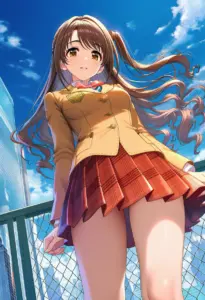 屋上にいる制服姿の島村卯月