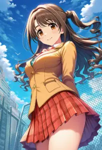 屋上にいる制服姿の島村卯月