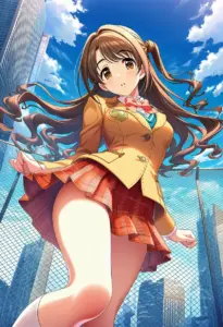 屋上にいる制服姿の島村卯月