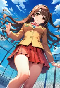 屋上にいる制服姿の島村卯月