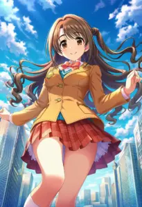 屋上にいる制服姿の島村卯月