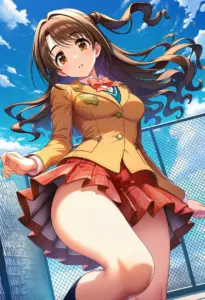 屋上にいる制服姿の島村卯月