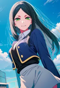 屋上にいる制服姿の不知火フリル
