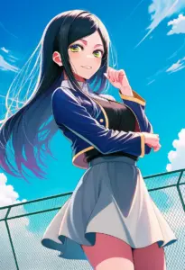 屋上にいる制服姿の不知火フリル