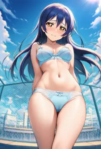 屋上で下着を露出させられる園田海未