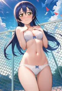 屋上で下着を露出させられる園田海未