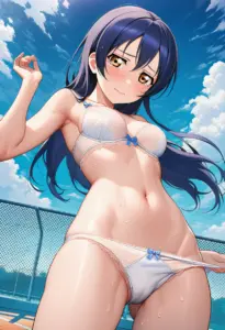 屋上で下着を露出させられる園田海未
