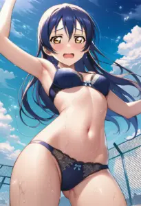 屋上で下着を露出させられる園田海未