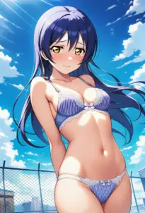 屋上で下着を露出させられる園田海未
