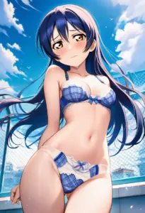 屋上で下着を露出させられる園田海未