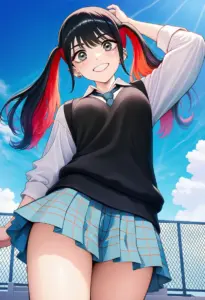 屋上にいる夏服姿の菅谷乃羽