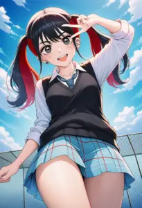 屋上にいる夏服姿の菅谷乃羽