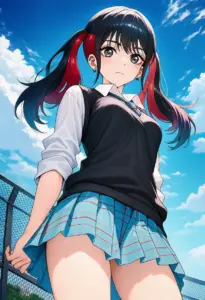 屋上にいる夏服姿の菅谷乃羽