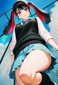 屋上にいる夏服姿の菅谷乃羽