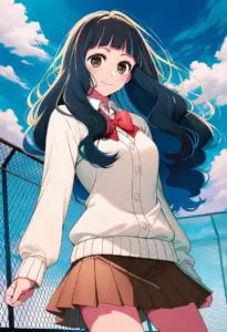 屋上にいる制服姿の鷲見ゆき