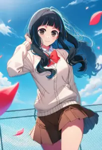 屋上にいる制服姿の鷲見ゆき