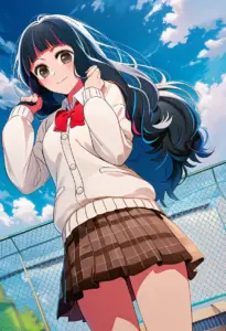 屋上にいる制服姿の鷲見ゆき