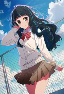 屋上にいる制服姿の鷲見ゆき