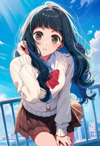 屋上にいる制服姿の鷲見ゆき
