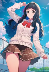 屋上にいる制服姿の鷲見ゆき
