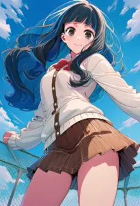 屋上にいる制服姿の鷲見ゆき