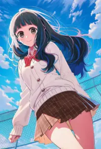 屋上にいる制服姿の鷲見ゆき