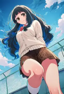 屋上にいる制服姿の鷲見ゆき
