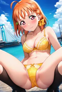 海辺で下着を露出させられる高海千歌