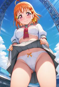 海辺で下着を露出させられる夏服姿の高海千歌