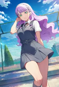 屋上にいる夏服姿のウィーン・マルガレーテ