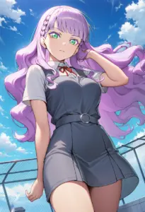 屋上にいる夏服姿のウィーン・マルガレーテ