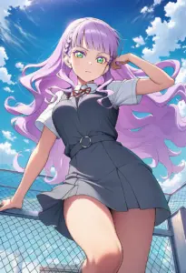 屋上にいる夏服姿のウィーン・マルガレーテ